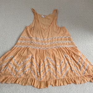 Intimately FP Free People Sherbet Orange White Polka Dot Lace Tunic Dress Size S